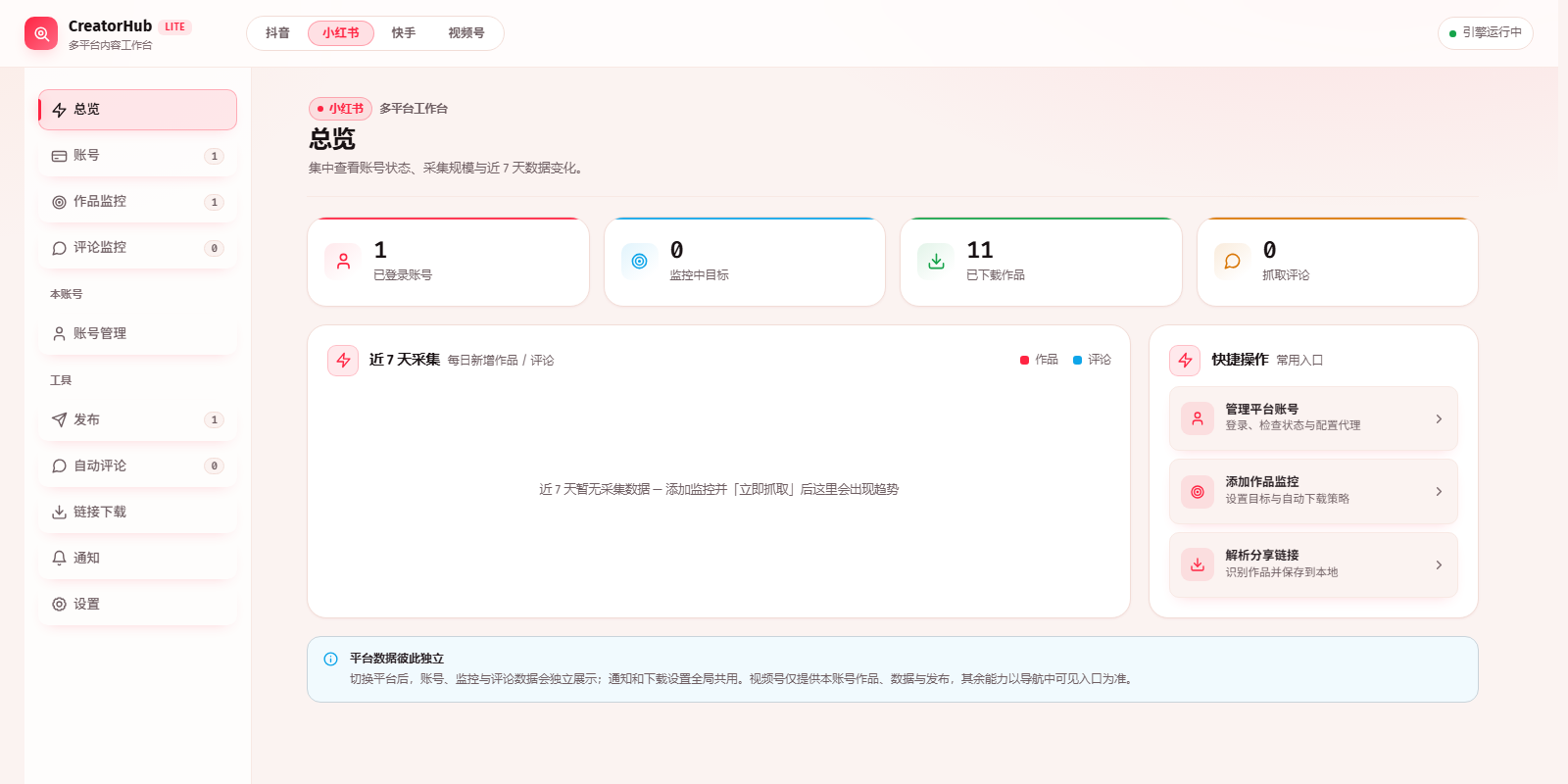 抖音快手小红书采集监控-谷子项目资源网